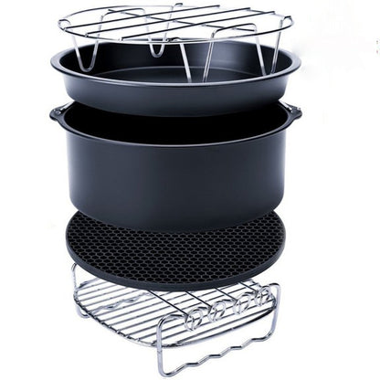 ELECTROPRIME 5 in 1 Fryer Accessory Set Multifunctional Air Fryer Set Grill Pizza Pan Five-piece set (round baking pan)