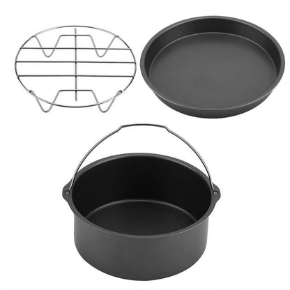 ELECTROPRIME 5 in 1 Fryer Accessory Set Multifunctional Air Fryer Set Grill Pizza Pan Five-piece set (round baking pan)