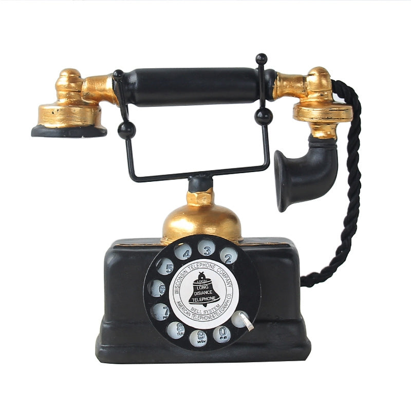 ELECTROPRIME Resin Turntable Phone Model Creative Home Office Porch Ornament Decoration
