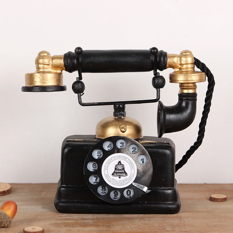 ELECTROPRIME Resin Turntable Phone Model Creative Home Office Porch Ornament Decoration
