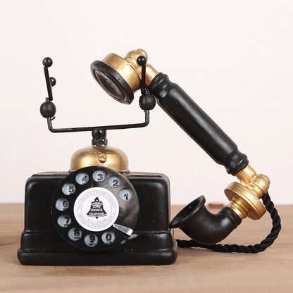 ELECTROPRIME Resin Turntable Phone Model Creative Home Office Porch Ornament Decoration