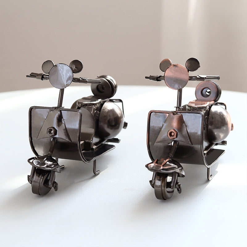 ELECTROPRIME Mini Iron Sheep Motorcycle Decoration Creative Home Desktop Decoration Online Shop Shooting Props( Silver Grey)