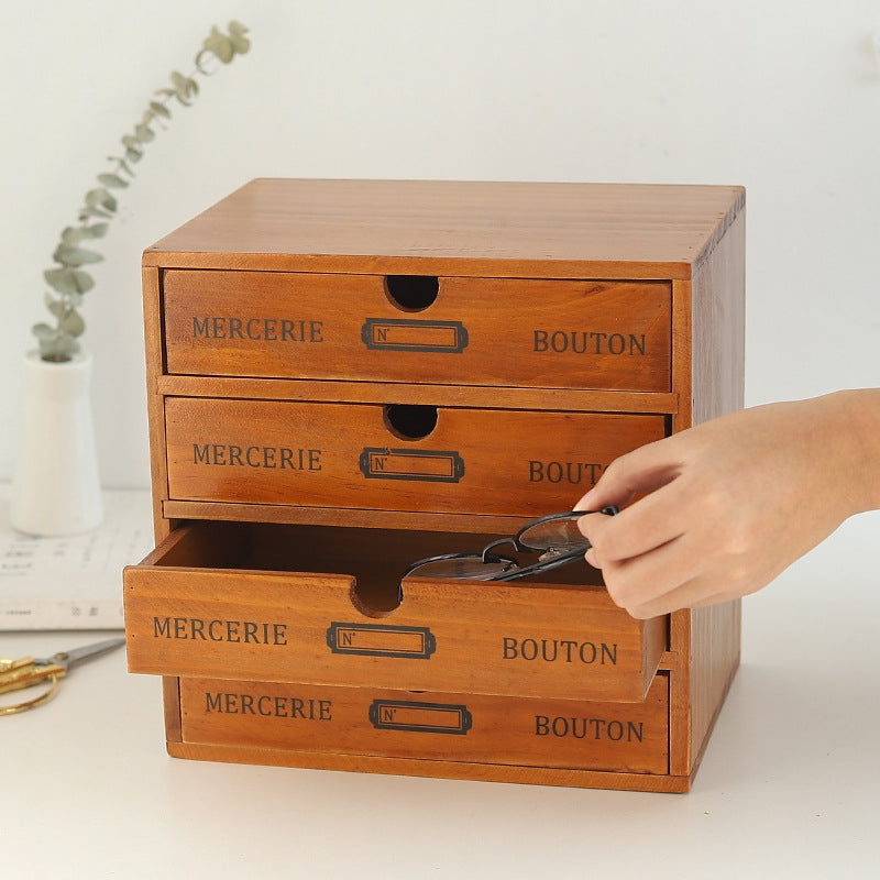 ELECTROPRIME One Pumping  Retro Wooden Drawer Storage Cabinet Desk