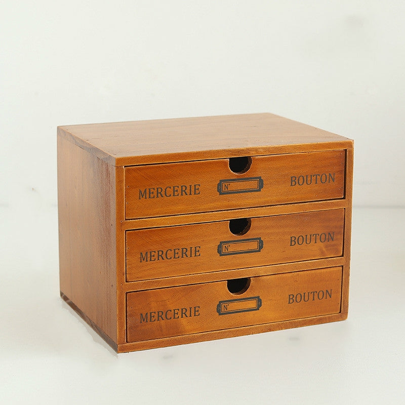 ELECTROPRIME Three Pumping  Retro Wooden Drawer Storage Cabinet Desk