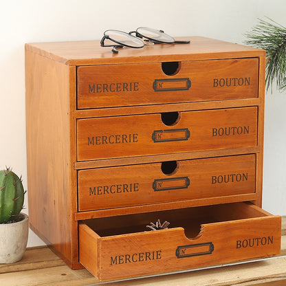 ELECTROPRIME Three Pumping  Retro Wooden Drawer Storage Cabinet Desk