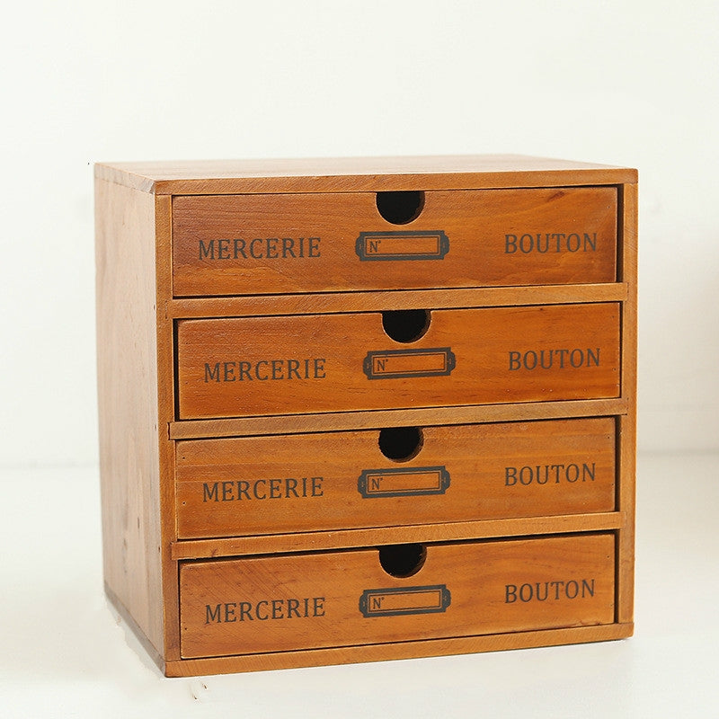 ELECTROPRIME Four Pumping  Retro Wooden Drawer Storage Cabinet Desk