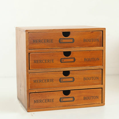 ELECTROPRIME Four Pumping  Retro Wooden Drawer Storage Cabinet Desk