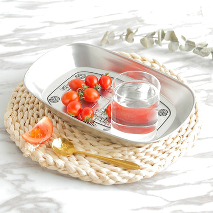 ELECTROPRIME Home Rectangular Silver Retro Candy Dried Fruit Small Iron Plate(Melons and Vegetables)