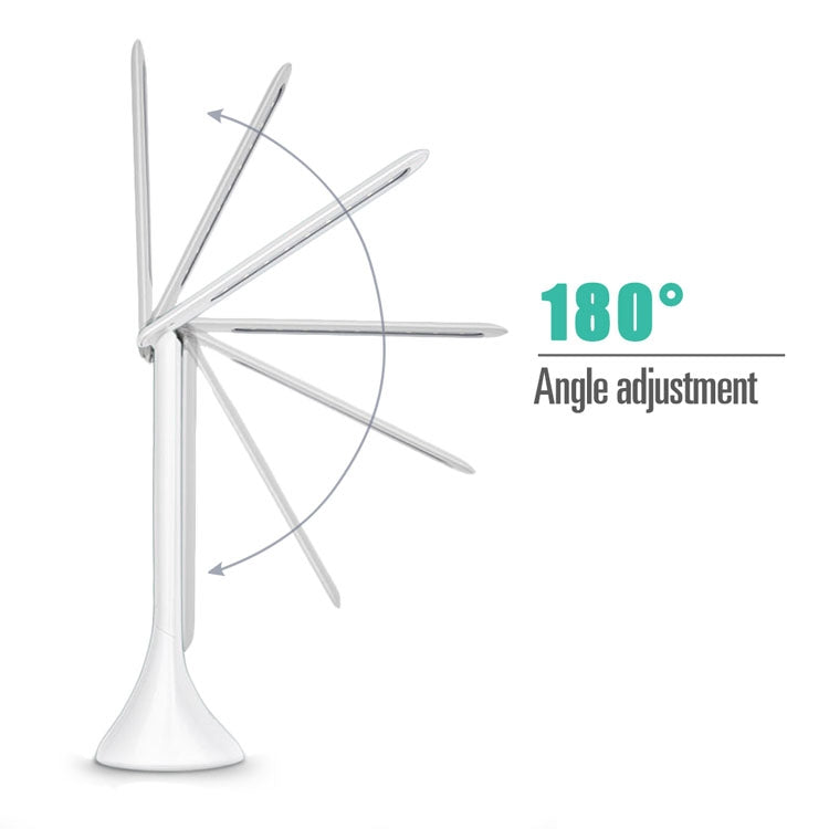 ELECTROPRIME 3.5W Foldable Dimmable Calendar Temperature Alarm Clock LED Table Lamp Night Reading Light(White)