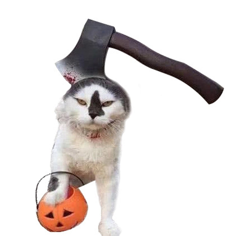 ELECTROPRIME Creative Cat Dog Halloween Funny Tidy Props Headband Hooded Hat, Size: M(Axe)