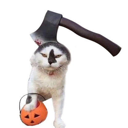 ELECTROPRIME Creative Cat Dog Halloween Funny Tidy Props Headband Hooded Hat, Size: M(Axe)