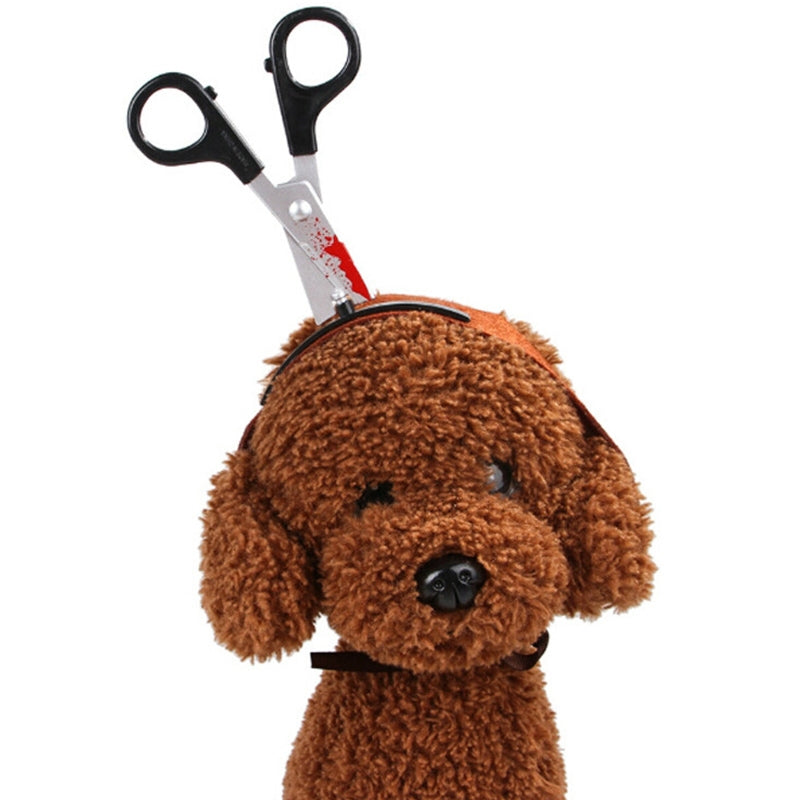 ELECTROPRIME Creative Cat Dog Halloween Funny Tidy Props Headband Hooded Hat, Size: M(Scissors)