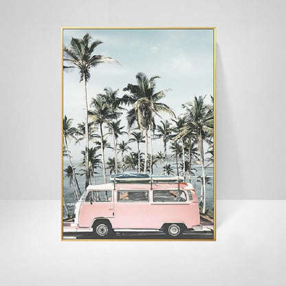ELECTROPRIME Ocean Landscape Canvas Poster Decoration Home Painting Art Paintings Frameless Painting Core, Size:30x45 cm(Seaside Bus)