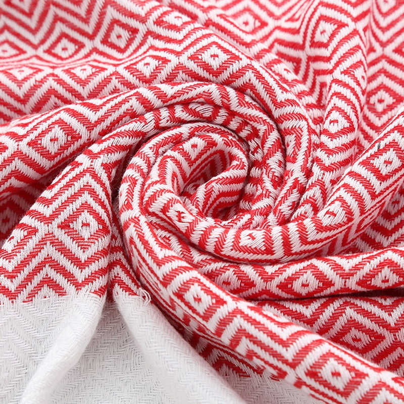 ELECTROPRIME Striped Cotton Bath Towel With Tassels Thin Travel Camping Bath Sauna Beach Gym Pool Blanket Absorbent Easy Care(Light Orange)
