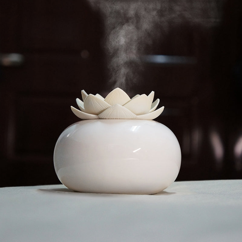 ELECTROPRIME Lotus Ceramic Nano Spray Hydrating Aroma Humidifier Air Purifier(White Flower + White Body Ceramic)