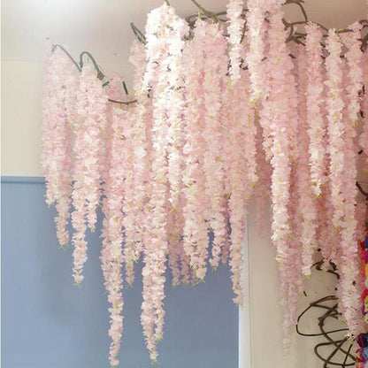ELECTROPRIME 10 PCS 1M Simulation Orchids String Wedding Arrangement Flower Strip Stage Decoration Supplies(Pink)