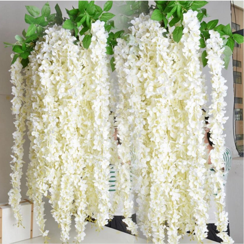 ELECTROPRIME 10 PCS 1M Simulation Orchids String Wedding Arrangement Flower Strip Stage Decoration Supplies(Milk White)