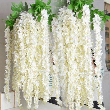 ELECTROPRIME 10 PCS 1M Simulation Orchids String Wedding Arrangement Flower Strip Stage Decoration Supplies(Milk White)