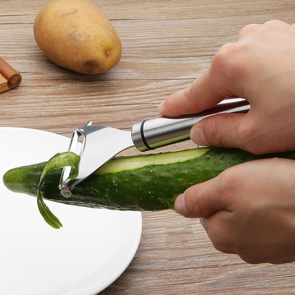 ELECTROPRIME Stainless Steel Peeler Fruit Knife Planer Multi-function Kitchen Scraper Potato Peeling Knife(Triangular Planer)