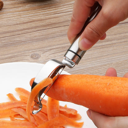 ELECTROPRIME Stainless Steel Peeler Fruit Knife Planer Multi-function Kitchen Scraper Potato Peeling Knife(Bow Planer)