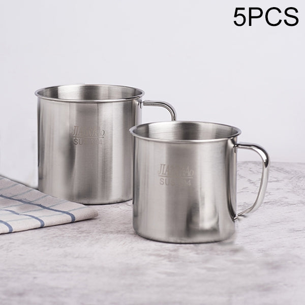 ELECTROPRIME 5 PCS Extra Thick 304 Stainless Steel Cup Children's Mouth Cup with Handle Cover Household adult Drinking Water Cup 7cm without cover