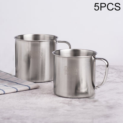ELECTROPRIME 5 PCS Extra Thick 304 Stainless Steel Cup Children's Mouth Cup with Handle Cover Household adult Drinking Water Cup 7cm without cover