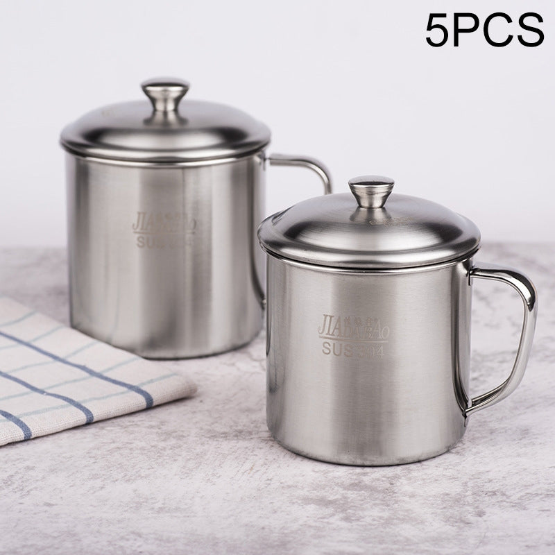 ELECTROPRIME 5 PCS Extra Thick 304 Stainless Steel Cup Children's Mouth Cup with Handle Cover Household adult Drinking Water Cup 8cm with cover