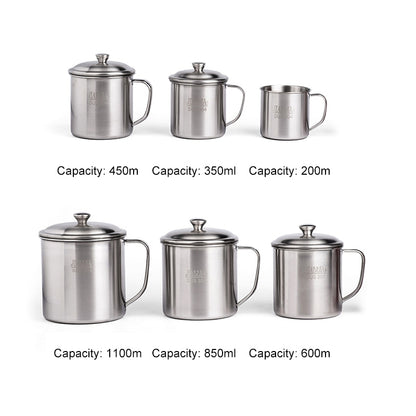 ELECTROPRIME 5 PCS Extra Thick 304 Stainless Steel Cup Children's Mouth Cup with Handle Cover Household adult Drinking Water Cup 8cm with cover