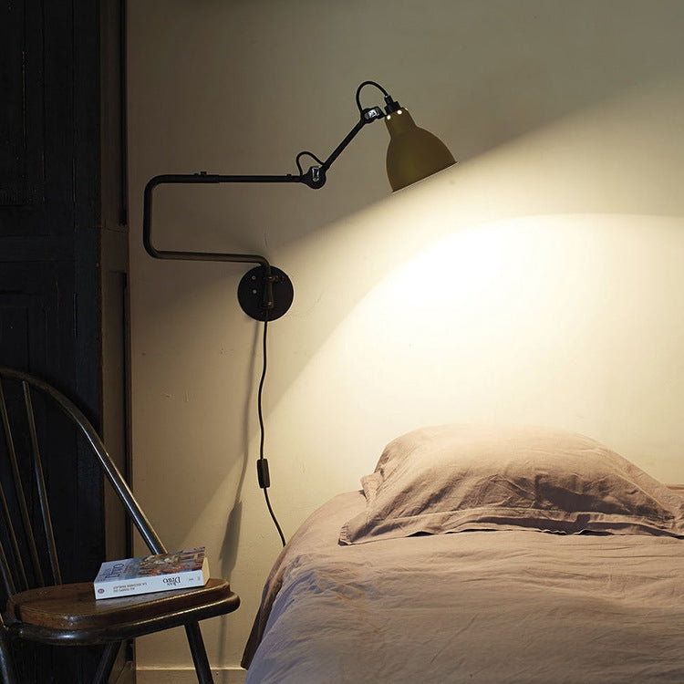ELECTROPRIME Classic Adjustable Modern Industrial Long Swing Arm Wall Lamp with LED Light Source(Red Wine)