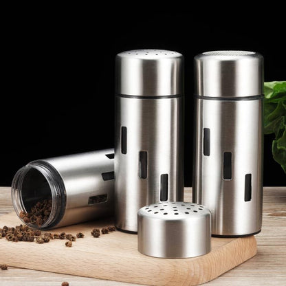 ELECTROPRIME Stainless Steel Sauce Jars Chili Jars Barbecue Condiments Box Seasoning Jar Set, Specification:Large Hole