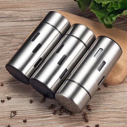 ELECTROPRIME Stainless Steel Sauce Jars Chili Jars Barbecue Condiments Box Seasoning Jar Set, Specification:Large Hole