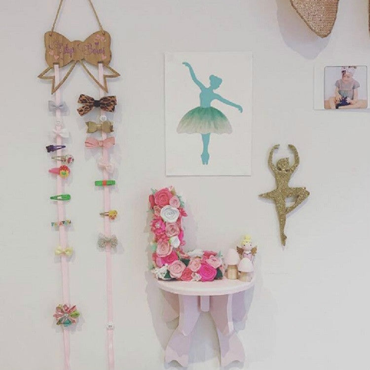 ELECTROPRIME Wooden Bow Racks Children Room Cute Decoration Holder(Pink)