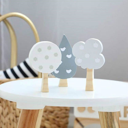 ELECTROPRIME Wooden Tree Three-piece Set of Building Ornaments Photography Props Children Room Decoration(Set 4)