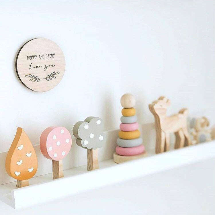 ELECTROPRIME Wooden Tree Three-piece Set of Building Ornaments Photography Props Children Room Decoration(Set 4)