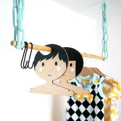 ELECTROPRIME Wooden Boy Hanger Children Room Children Clothing Store Decorative Photography Props(Blue)
