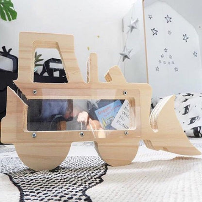 ELECTROPRIME Wooden Forklift Hollowed Out Piggy Bank Children Gift