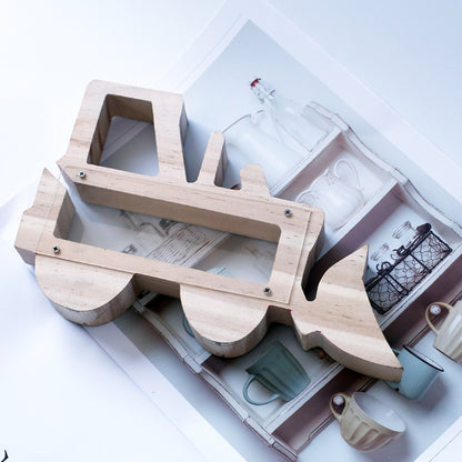 ELECTROPRIME Wooden Forklift Hollowed Out Piggy Bank Children Gift