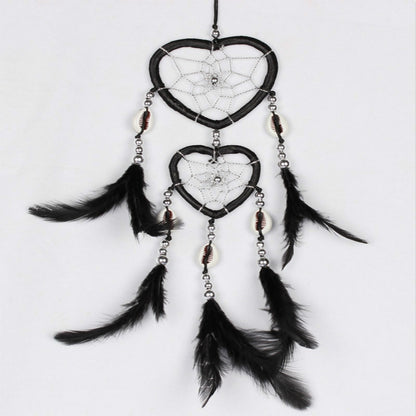ELECTROPRIME Dreamcatcher Pendant Up And Down Double Ring Peach Heart Dream Catcher(Black)