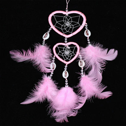 ELECTROPRIME Dreamcatcher Pendant Up And Down Double Ring Peach Heart Dream Catcher(Pink)