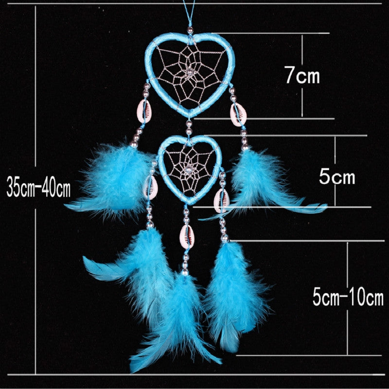 ELECTROPRIME Dreamcatcher Pendant Up And Down Double Ring Peach Heart Dream Catcher(Pink)