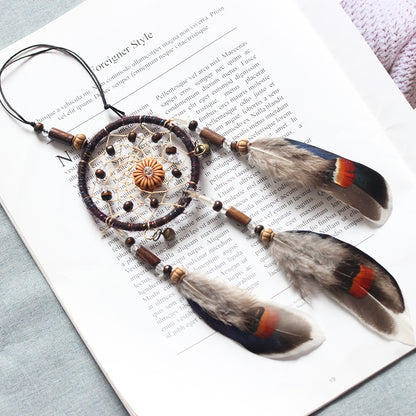ELECTROPRIME Retro Single Ring Feather Dream Catcher Hanging Window Decoration