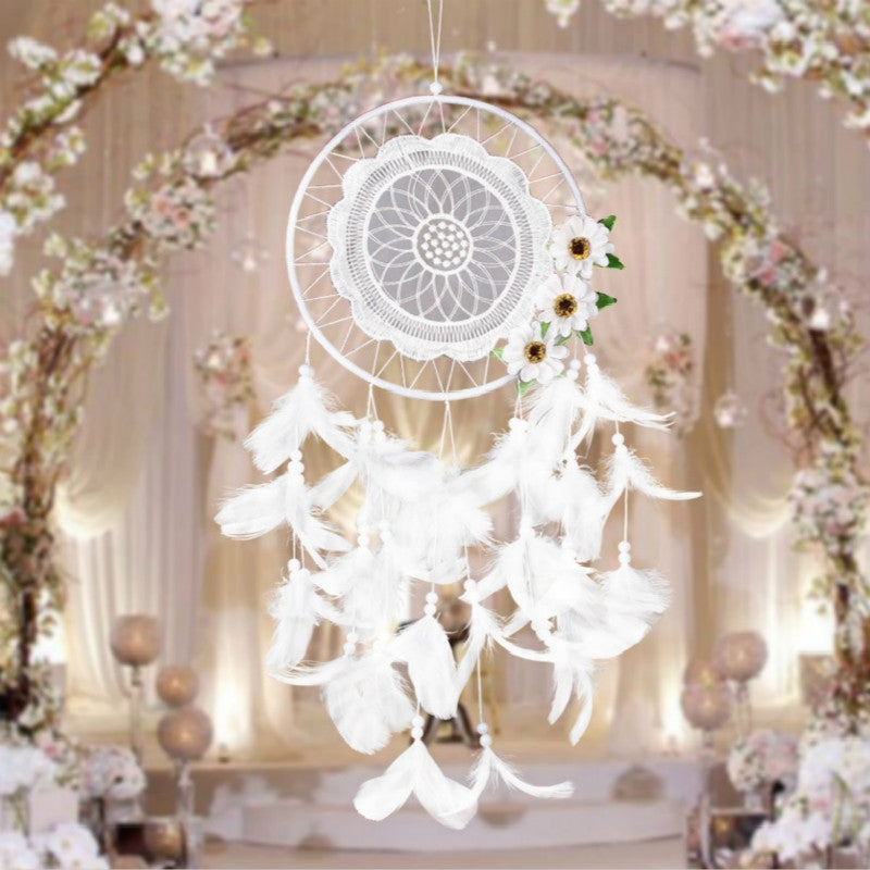 ELECTROPRIME Pure White Flower Dream Catcher Home Decoration Crafts