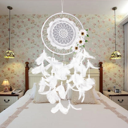 ELECTROPRIME Pure White Flower Dream Catcher Home Decoration Crafts