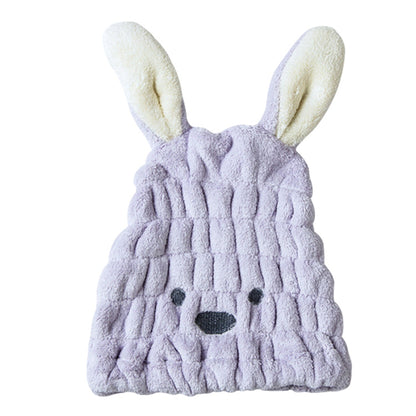 ELECTROPRIME Microfiber Coral Velvet Cartoon Quick Dry Hair Cap(Light Purple)