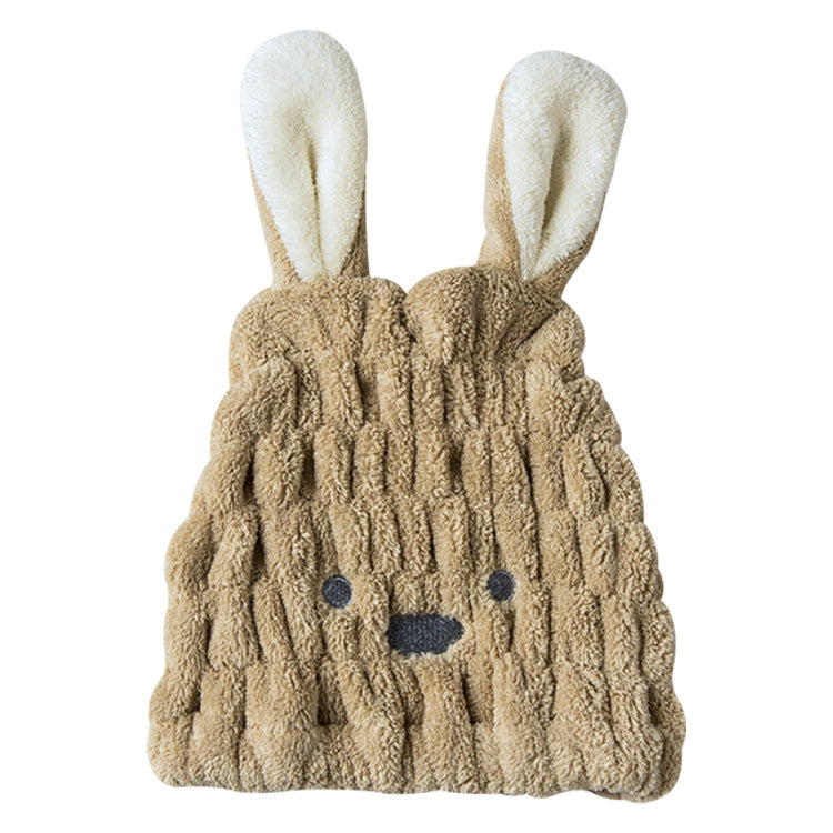 ELECTROPRIME Microfiber Coral Velvet Cartoon Quick Dry Hair Cap(Coffee)
