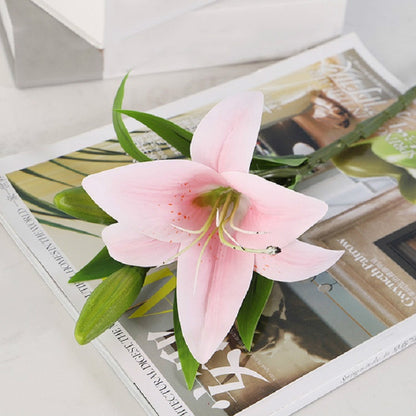 ELECTROPRIME 3 Branches Simulation Mini Lily Plastic Fake Flower Home Decoration Photography Wedding Supplies(Light Pink)