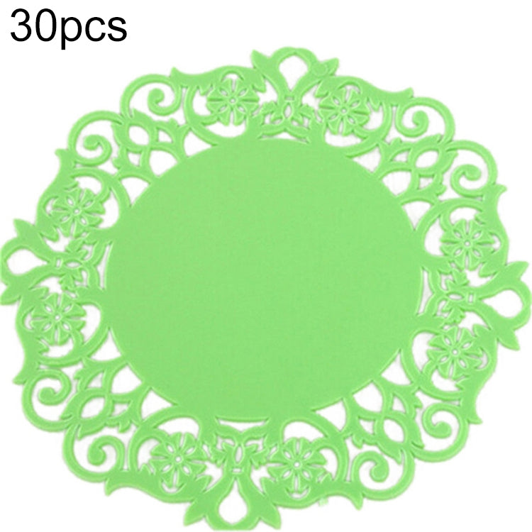 ELECTROPRIME 30 PCS Lace Flower Hot Coaster Silicone Cup Pad Slip Insulation Pad Cup Mat Pad Hot Drink Holder(Green)
