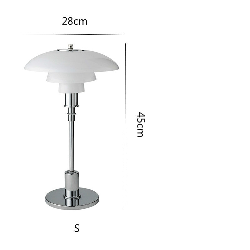 ELECTROPRIME 220V Small E14 / Large E27Metal Glass Table Lamp LED Design Reading Lamp Bedroom Bedside Study Room Lamp, Size:S 28x45cm