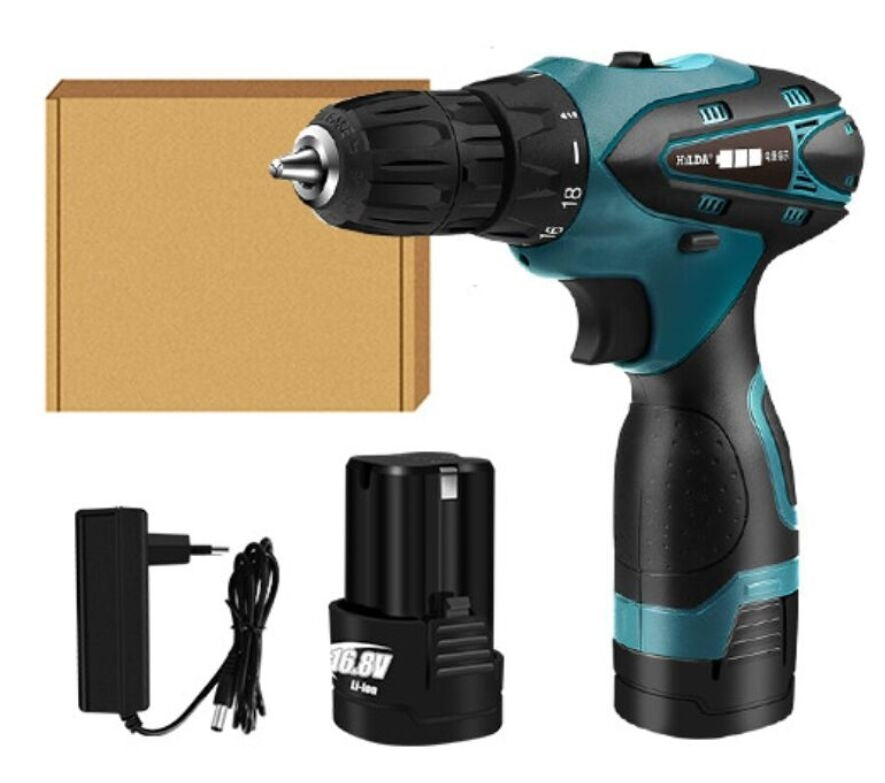 ELECTROPRIME HILDA Electric Drill Cordless Screwdriver Lithium Battery Mini Drill Cordless Screwdriver Power Tools, EU Plug, Model:16.8V with Carton Box