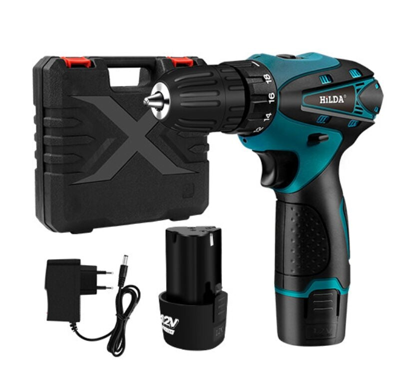 ELECTROPRIME HILDA Electric Drill Cordless Screwdriver Lithium Battery Mini Drill Cordless Screwdriver Power Tools, EU Plug, Model:16.8V with Plastic Box